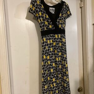 Sheri Martin Black and Yellow Geometric Dress